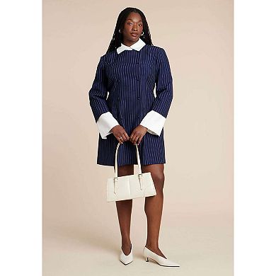 ELOQUII Women's Plus Size Twofer Pinstripe Blazer Dress