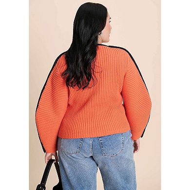 ELOQUII Women's Plus Size Rounded Sleeve Sweater
