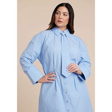 ELOQUII Women's Plus Size Maxi Shirt Dress With Tie