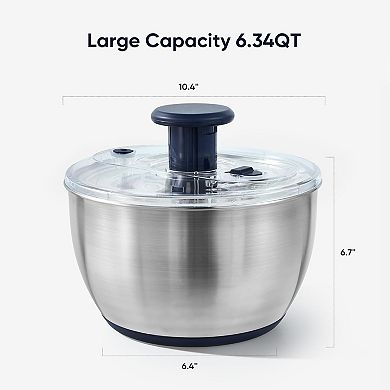 6.4 Qt Stainless Steel Salad Spinner, Large Lettuce Spinner Vegetable Fruit Washer