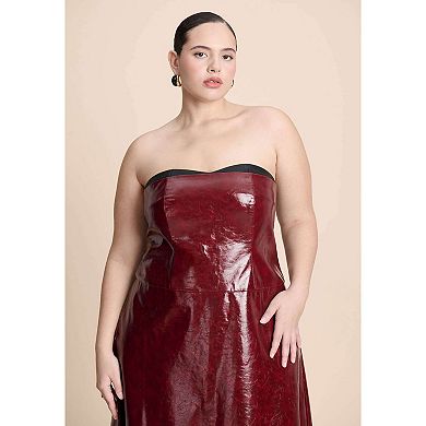 ELOQUII Women's Plus Size Textured Faux Leather Dress With Cup Detail