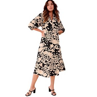 Roaman's Women's Plus Size Banded Sleeve Shirtdress