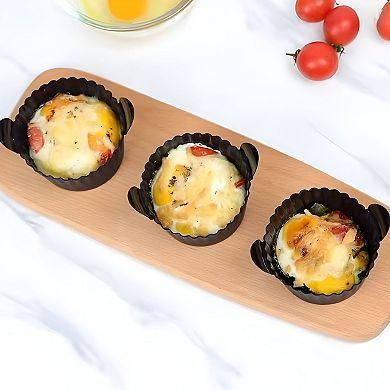 Silicone Ramekins for Air Fryer & Oven Reusable Molds for Egg Poaching, Baking & Desserts 3 Pcs