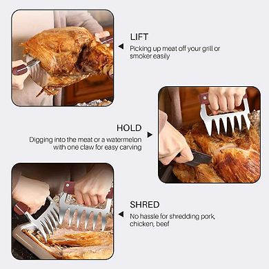 2 Pack Stainless Steel Meat Shredder for Shredded Beef, Pork, Chicken - Perfect Shredding Tool for B