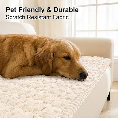 Couch Covers for Dogs Washable, Non Slip Soft Pet Couch Covers for Sofa Sectional, Cream 27.6" x 59"
