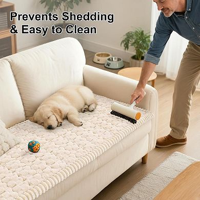 Couch Covers for Dogs Washable, Non Slip Soft Pet Couch Covers for Sofa Sectional, Cream 27.6" x 59"