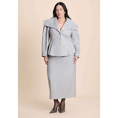 ELOQUII Women's Plus Size Heathered Column Maxi Skirt