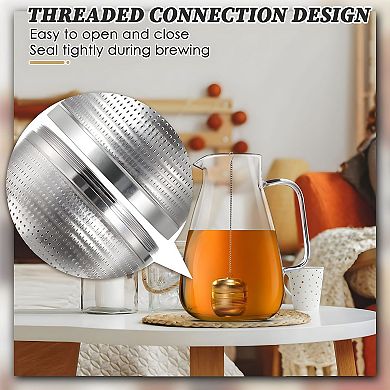 Reusable Stainless Steel Fine Mesh Spice & Tea Infuser with Chain & Drip Tray