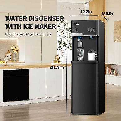Self Cleaning Water Cooler Dispenser and Ice Maker for 5 Gallon 3 Temperature Settings