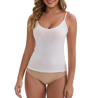 Women's V Neck Spaghetti Straps Camisole Lightweight Unpadded Loose Fit Solid Basic Tank Top