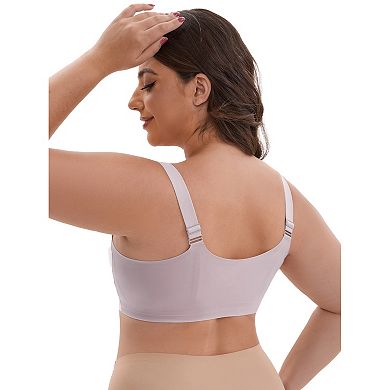 Women's Zip Front U-Neck Lift Up Wirefree Full Soft Cup Breathable Comfortable Sports Bras