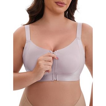 Women's Zip Front U-Neck Lift Up Wirefree Full Soft Cup Breathable Comfortable Sports Bras