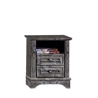 Nightstand with Charging Station, Farmhouse End Side Table, Smart LED Night Stand for Bedroom
