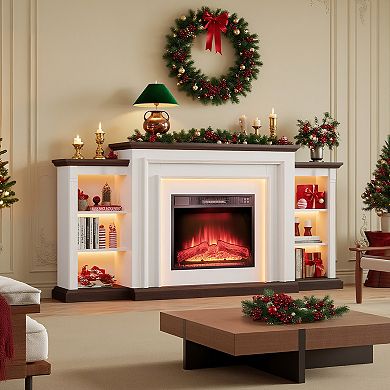 Farmhouse 72" Electric Fireplace with Led Light