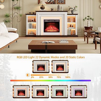 Farmhouse 72" Electric Fireplace with Led Light