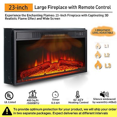 Farmhouse 72" Electric Fireplace with Led Light