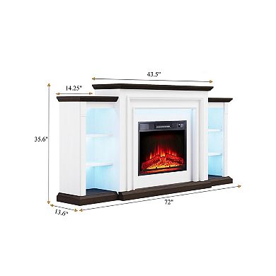 Farmhouse 72" Electric Fireplace with Led Light
