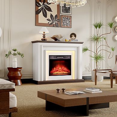 44" LED Electric Fireplace with Mantel