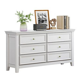 Farmhouse 6-drawer Dresser For Bedroom,Chest Of Drawers Storage Cabinet For Living Room