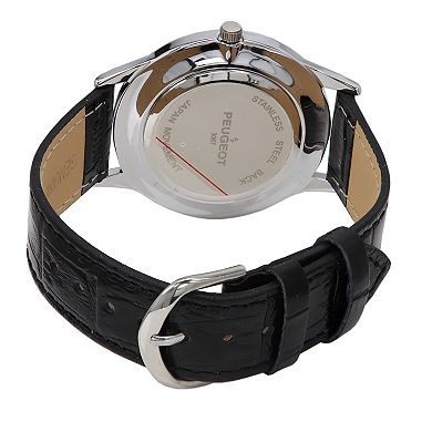 Peugeot Womens 40mm Large Face Watch with Bold Arabic Numerals and Leather Band