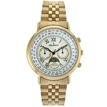 Peugeot Mens Vintage Multi-Function Moon Phase Watch with Perpetual Calendar