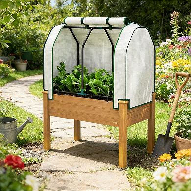 Raised Garden Bed Outdoor Planter Box with Cover