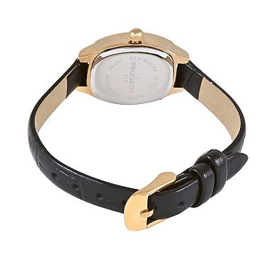Peugeot Womens 30x20mm Moon Phase Dial Watch with Slim Leather Strap