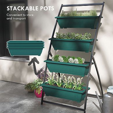 4 Tier Raised Garden Bed Vertical Outdoor Planter Boxes with Stand