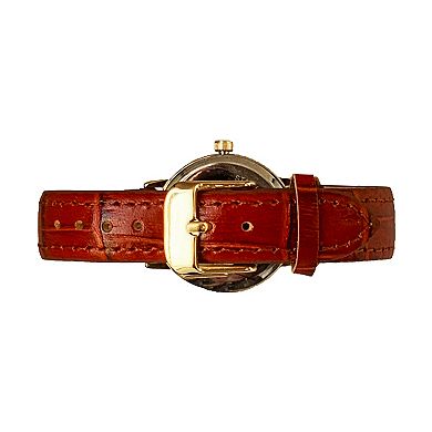 Peugeot Womens 26mm Sun-Moon Phase Watch with Leather Strap