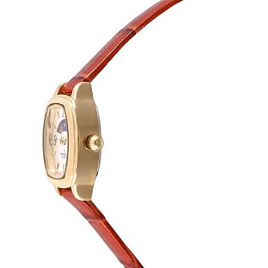 Peugeot Womens 30x20mm Moon Phase Dial Watch with Slim Leather Strap