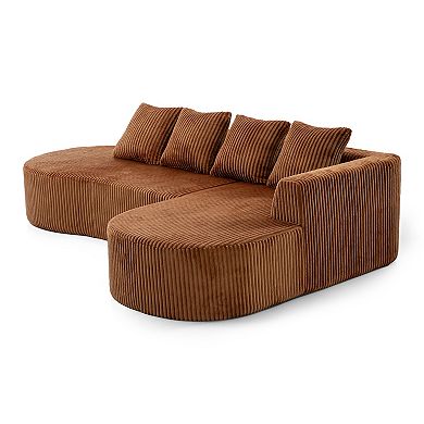 113.4" Modern Curved Cloud Couch, Memory Foam Compressed Modular Sectional Sofa, No Assembly Requir