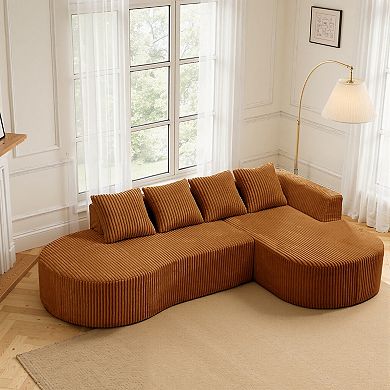 113.4" Modern Curved Cloud Couch, Memory Foam Compressed Modular Sectional Sofa, No Assembly Requir