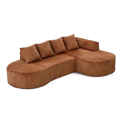 113.4" Modern Curved Cloud Couch, Memory Foam Compressed Modular Sectional Sofa, No Assembly Requir