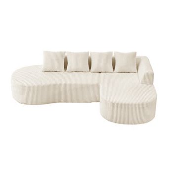 113.4" Modern Curved Cloud Couch, Memory Foam Compressed Modular Sectional Sofa, No Assembly Requir