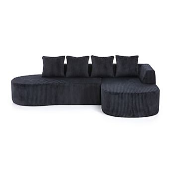 113.4" Modern Curved Cloud Couch, Memory Foam Compressed Modular Sectional Sofa, No Assembly Requir