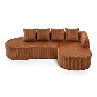 113.4" Modern Curved Cloud Couch, Memory Foam Compressed Modular Sectional Sofa, No Assembly Requir