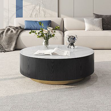 35.4" Round Coffee Table with Storage，Lift Top Coffee Table for Living Room