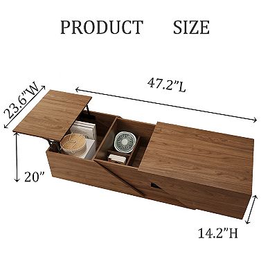 Farmhouse Lift Top Coffee Table with Hidden Storage, Versatile Rectangular Wooden Table