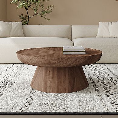 35.4" Mid Century Modern Round Coffee Table for Living Room