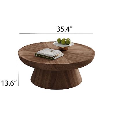 35.4" Mid Century Modern Round Coffee Table for Living Room