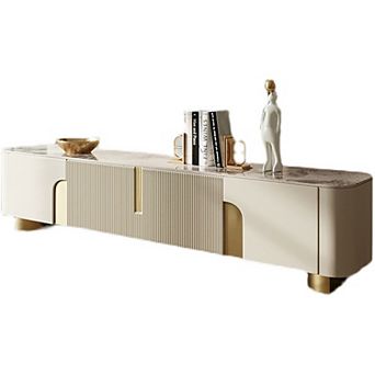 Modern TV Console with Storage, 79 Inch Sintered Stone TV Entertainment Center