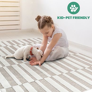 Modern Striped Non-Shedding Area Rug for Living Room, Bedroom and Kitchen