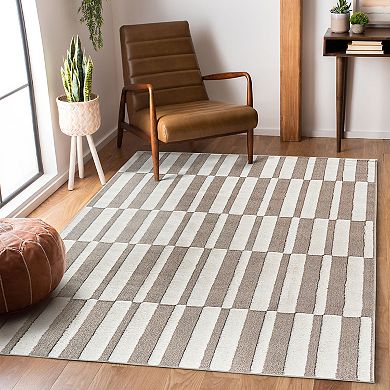 Modern Striped Non-Shedding Area Rug for Living Room, Bedroom and Kitchen