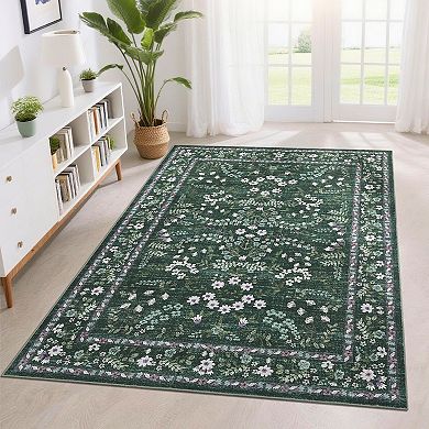 Washable Runner Rug Modern Farmhouse Floral Hallway Runner Non Slip