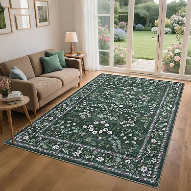 Washable Runner Rug Modern Farmhouse Floral Hallway Runner Non Slip