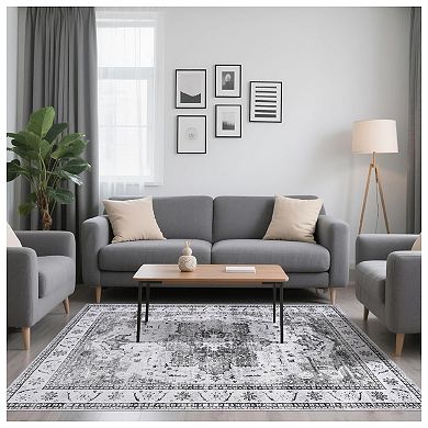 Area Rugs for Living Room Machine Washable Rug Lightweight Low Pile Chenille Non Slip Rug
