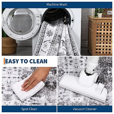 Area Rugs for Living Room Machine Washable Rug Lightweight Low Pile Chenille Non Slip Rug