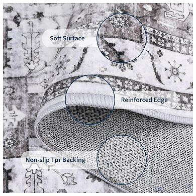 Area Rugs for Living Room Machine Washable Rug Lightweight Low Pile Chenille Non Slip Rug