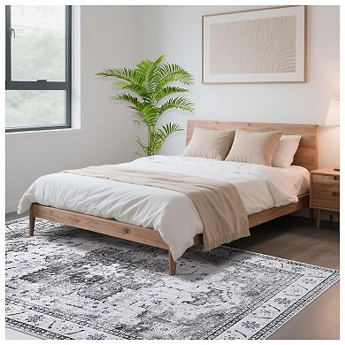 Area Rugs for Living Room Machine Washable Rug Lightweight Low Pile Chenille Non Slip Rug