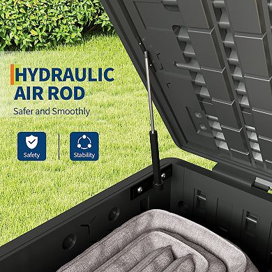 120 Gallon Resin Deck Box Lockable Lid UV Resistant Patio Cushion Storage